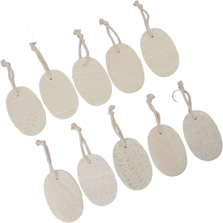 Loofah Dish Scrubber, 10Pcs 3.15X4.72In with Rope High Water Absorption Dishwashing Pad Body Scrubber for Kitchen, Made from Loofah Fibers