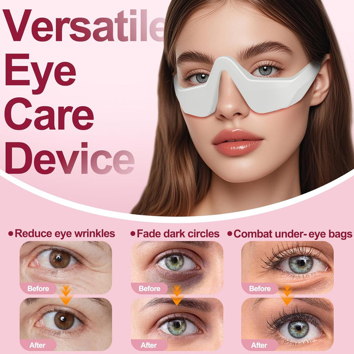 Under Eye Red Light Therapy Device, Red Light Therapy Glasses, 4 Modes Microcurrent Eye Massager for Relieve Eye Bags, Reduce Dark Circles and Puffiness