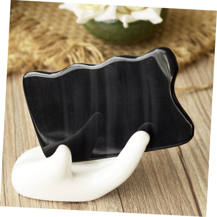 Natural Horn Scrapping Board Gua Sha Tool Smooth Black Massager for Face Neck and Back Therapy Comfortable Skin-Friendly Design