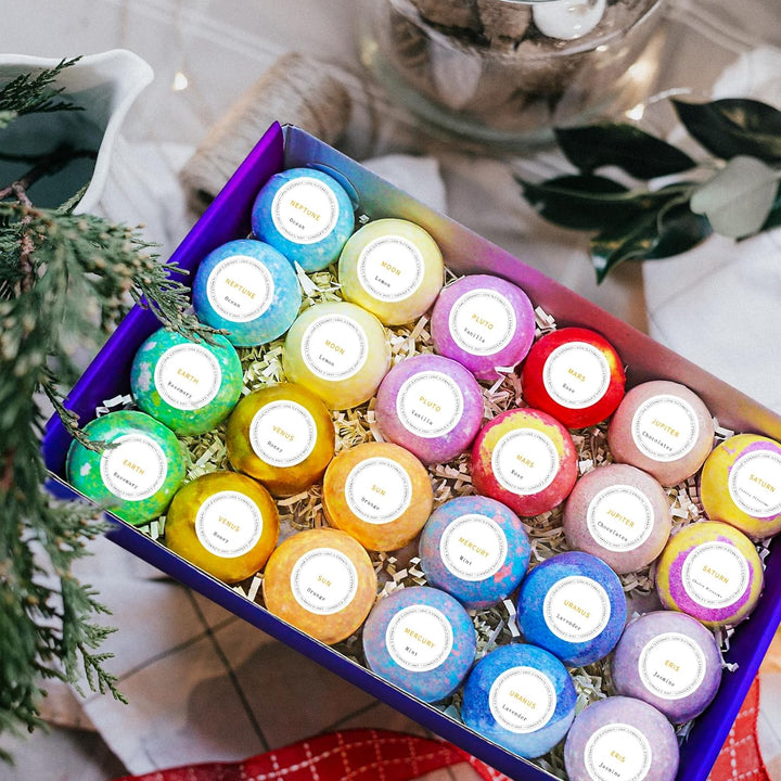 24Pcs Bath Bombs Gift Set, Organic and All Natural Ingredients Bubble Bath Bombs Fizzes Spa
