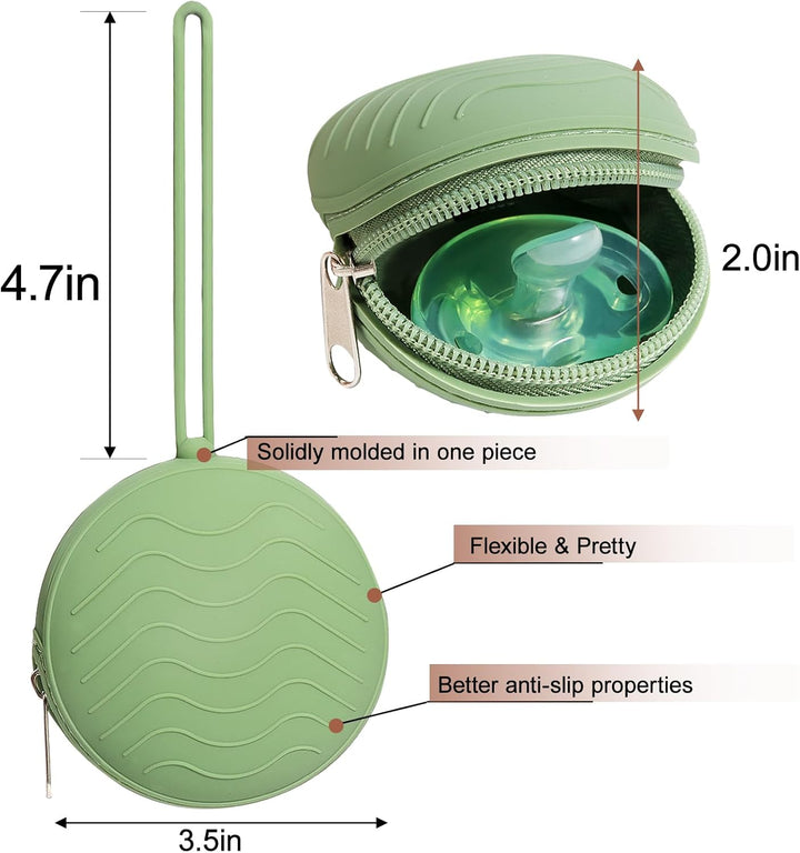 3 Pack Silicone Pacifier Holder Case, Bpa-Free Cover Pouch for Baby, Portable Storage Container for Diaper Bag Stroller,