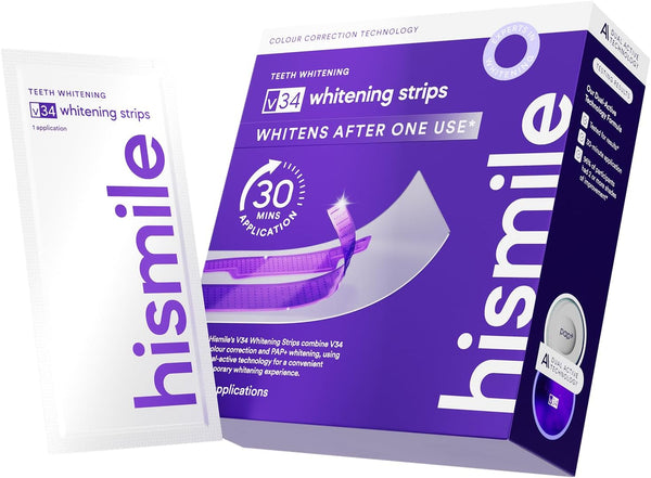 V34 Whitening Strips, Teeth Whiten Strips, Purple Tooth Whitening, Tooth Stain Treatment, Combining Whiter Teeth and Colour Correction