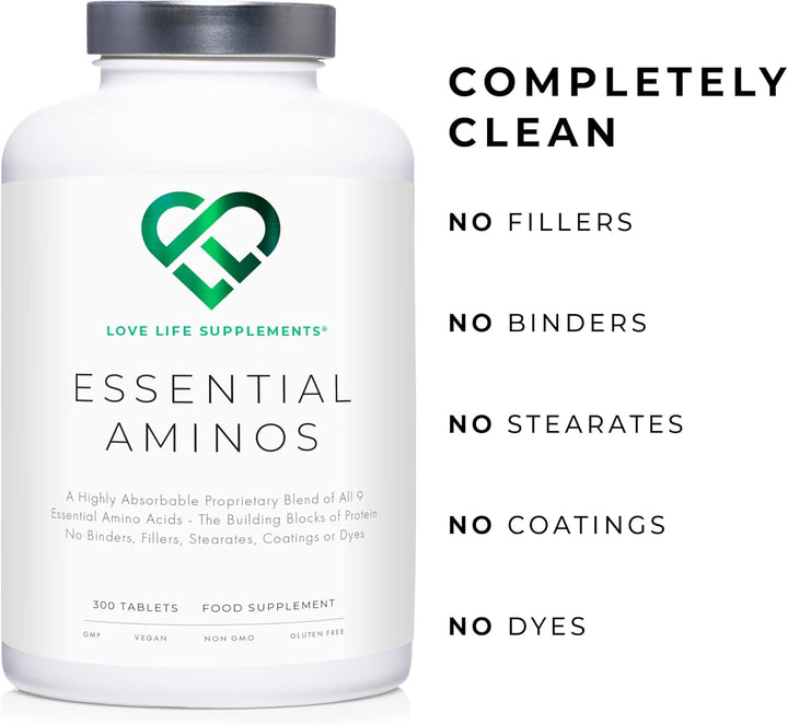Essential Amino Acids - All 9 EAA Amino Acids with All 3 Bcaa'S plus 6 More Eaas to Build and Repair Muscle | 300 Tablets / 60 Servings | 5-10G per Serving | High in Leucine and Vegan Friendly