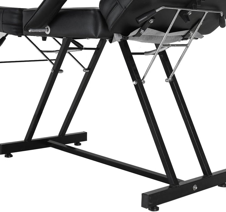 Balance Massage Bed Table Adjustable Reclining Beauty Salon Chair Tattoo Spa Facial Couch Bed with Stool (Black)