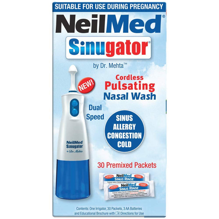 Sinugator Cordless Pulsating Nasal Wash with 30 Premixed Packets
