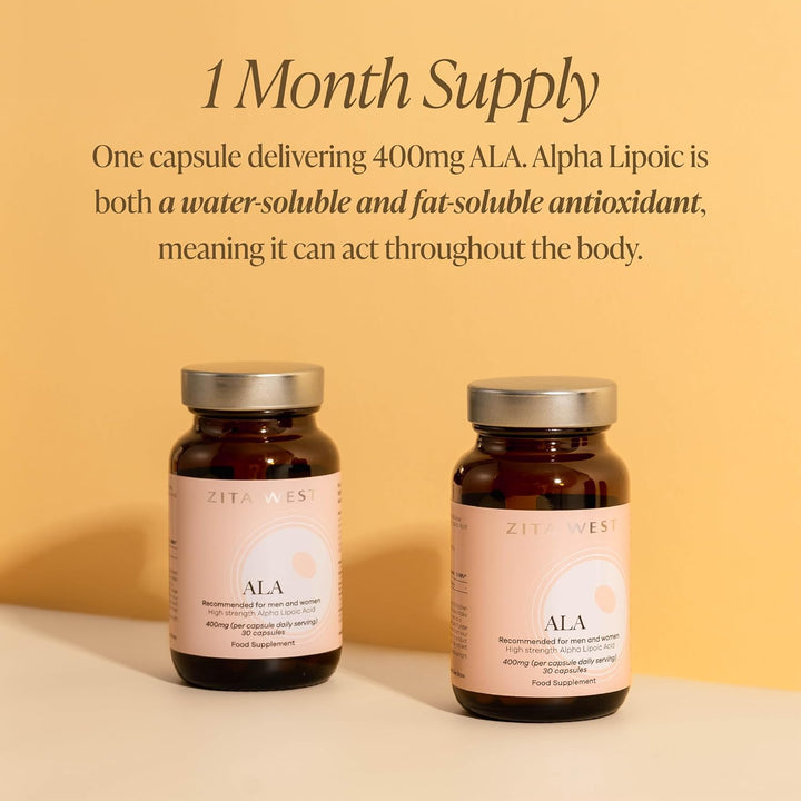 Alpha Lipoic Acid (ALA) 400Mg - High Strength Antioxidant for Male & Female Fertility, PCOS Support, Energy Production - 30 Capsules (One Month Supply)