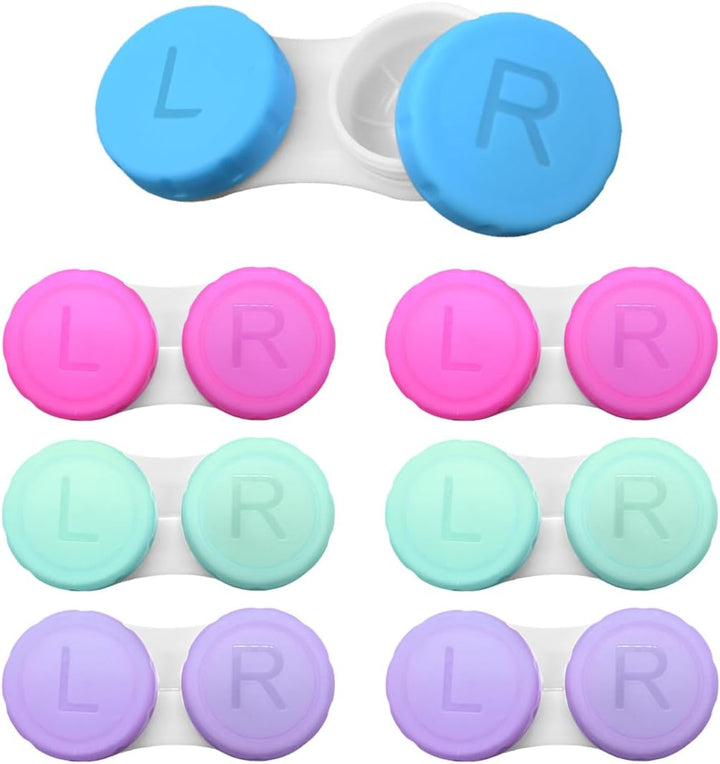 4 Packs Contact Lens Cases with Left/Right Caps, Contact Lenses Holder Box, Portable Leak-Proof Contact Lens Container for Home Travel Outdoor, 4 Colors