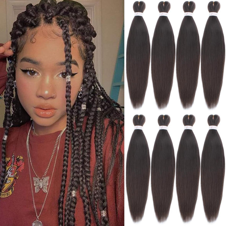 3 Packs Pre Stretched Braiding Hair Extension Yaki Texture EZ Braids Hair for Coi Leray Braids Black Braiding Crochet Hair Extensions /30 Inch 1B#
