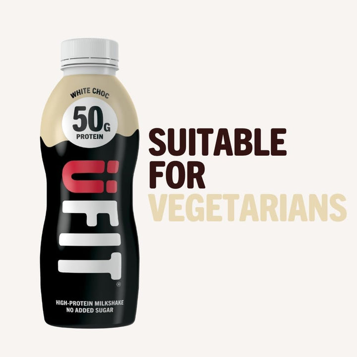 High 50G Protein Shake - White Chocolate Flavour - No Added Sugar - Low in Fat - Ready to Drink - Pack of 8 X 500Ml (Packaging May Vary)