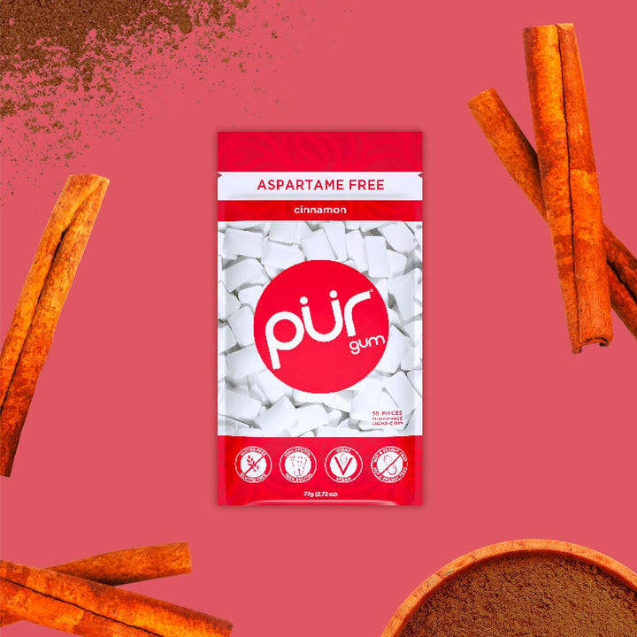 | Sugar Free Chewing Gum | Made with Xylitol | Vegan, Aspartame Free, Gluten Free & Keto Friendly | Natural Cinnamon Flavoured Gum, 55 Pieces (Pack of 3)