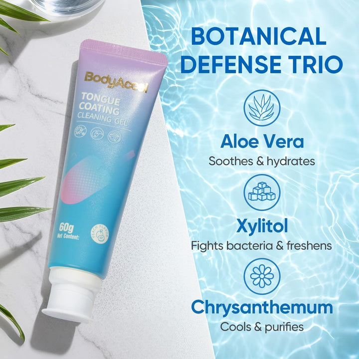 Tongue Cleaner Gel with Tongue Brush – Fresh Breath Oral Care Kit – Tongue Scraper Gel Set for Bad Breath Removal, Maintain Oral Health