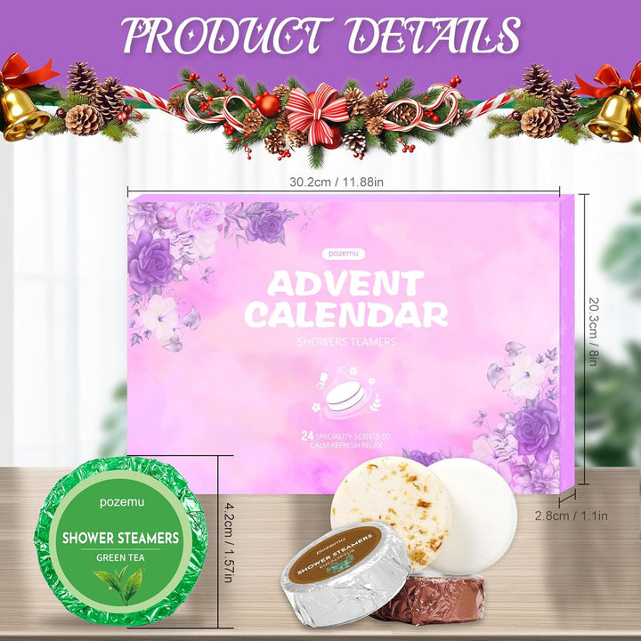 Shower Steamers Advent Calendar 2025 for Adult Kids Bath Bombs Aromatherapy Advent Calendars for Women Men Girls Boys