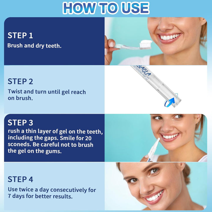 Teeth Whitening Pen(4 Pens), Teeth Whitening Kit for Bright Teeth, No Sensitivity Teeth Whitening Gel, Dental Brightening Tooth Whitener Pen, Instant Effective Teeth Whitener Removes Years of Stains