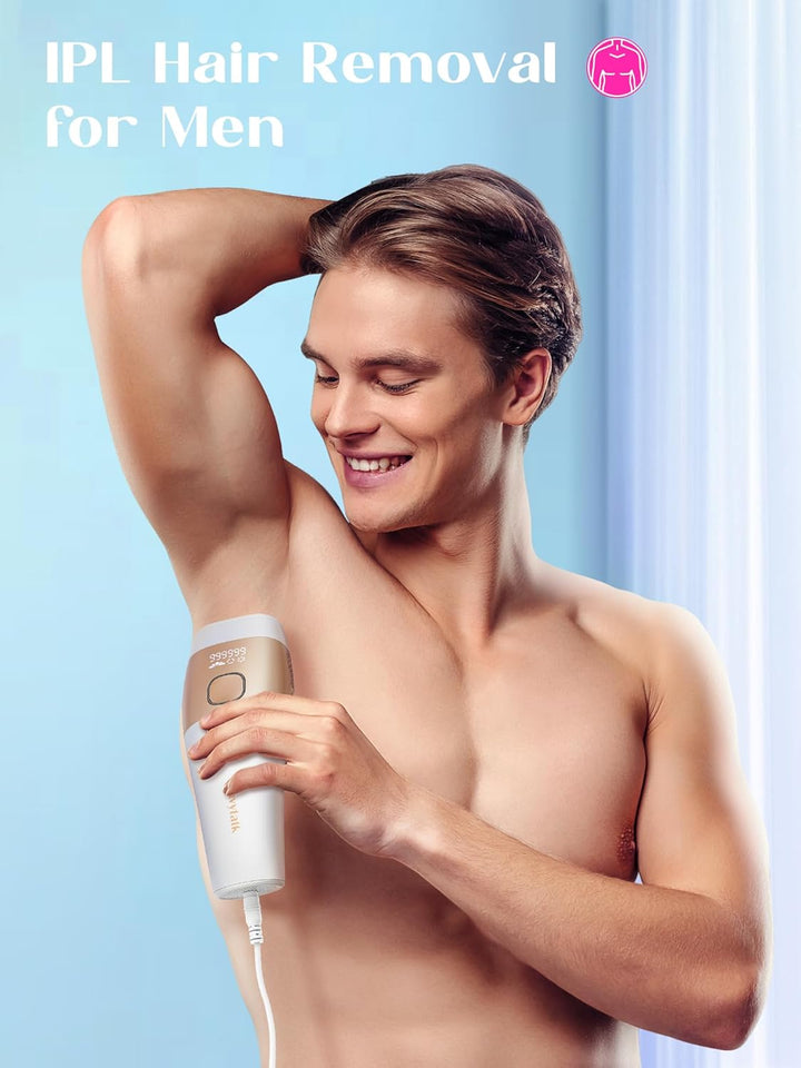 Laser Hair Removal Device,Painless Ice Cooling IPL Hair Removal,Max 24J High Energy Hair Removal Machine for Face Bikini Line Armpit Leg Back,Corded (White)