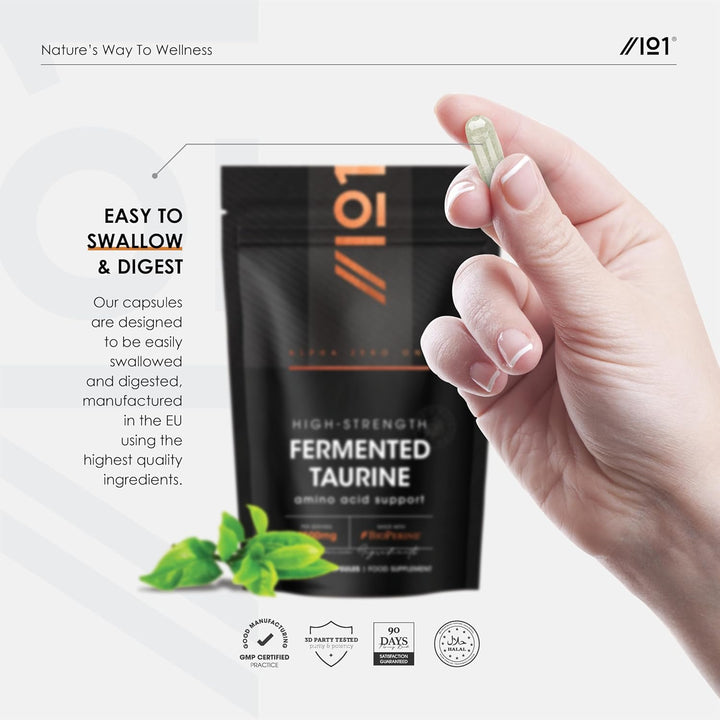 L-Taurine 1500Mg with Bioperine® - 90 Vegan Capsules - Potent Amino Acid Supplement - 45 Day Supply - by