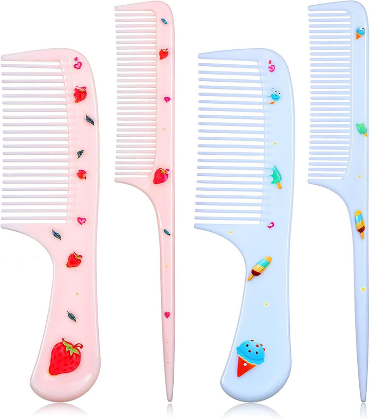 4Pcs Baby Hair Comb, Kids Hair Brush Set for Girls Boys, Cute Hair Comb Set Toddler Hair Brush, Mini Comb Rat Tail Styling for Toddler Child'S Hair(Style A)