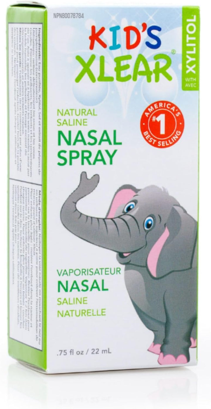 Natural Xylitol Saline Nasal Spray for Kids - Daily Decongestant, Nose Moisturizer, 0.75 Fl Oz (Pack of 1)