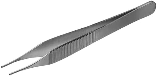Box 50  Sterile Single Use Disposable Adson Forceps, Non-Toothed Serrated Straight, 12.5Cm/4.75 Inches, Tissue Dissecting Locking Forceps Tweezers