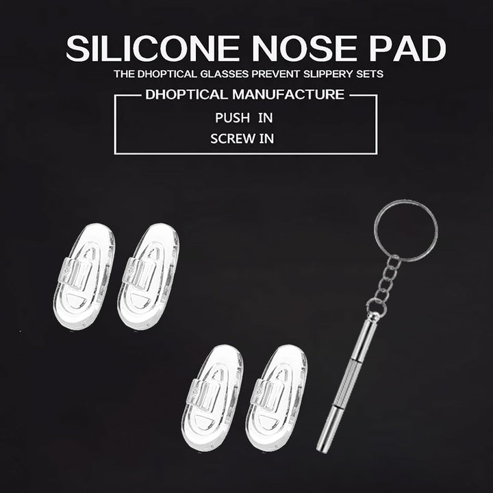 12 Pairs Silicone Nose Pads for Glasses, Push-In Glasses Nose Pads Silicone, Glasses Nose Pads, Fits Regular, Sunglasses, and Reading Glasses, Includes Screwdrive（Only Applicable to Snap on Glasses）