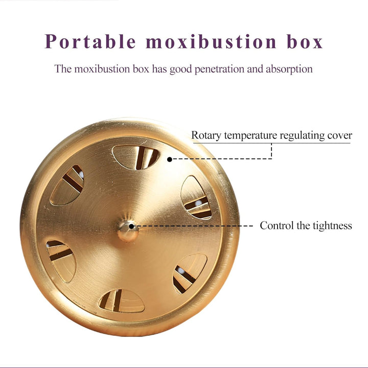Smokeless Moxibustion Box Include 4 Boxes Portable Moxibustion Box Rotary Temperature Regulating Cover Smoke Proof and Scald Proof Where Is the Pain, Where Is the Moxibustion (3 Holes)