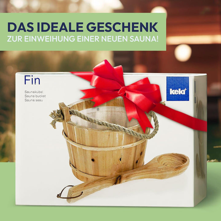 PINENG Sauna Bucket 26 Cm Diameter 21 Cm with Spruce Wooden Ladle