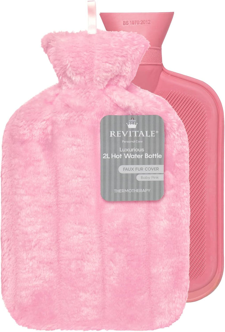 Luxury Cosy Hot Water Bottle 2 Litre, Soft Cover, Single Ribbed Natural Rubber 2025, British Standard BS1970:2012, Durable & Leak-Resistant (Slate Grey)