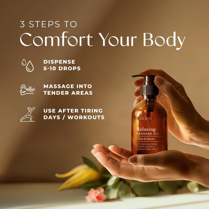 Relaxing Massage Oil for Sore Muscles - 100% Pure Natural Spa Quality for Skin & Body Relaxing, Warming Massage Oil with Non Greasy for Men & Women (200 Ml)