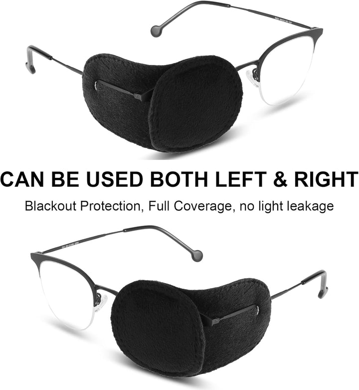 4 Pcs Eye Patches for Adults Kids, Right & Left Eye Patch for Glasses, Reusable Lazy Eye Patch for Treating Lazy Amblyopia Strabismus after Surgery (Black)