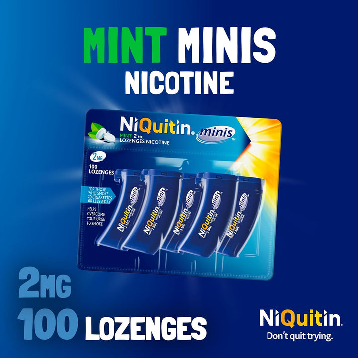 Minis Mint 2 Mg Lozenges - Effective Smoking Craving Relief - Practical Pocket-Sized Container - 100 Mini Lozenges - Relieve Sudden Cravings - Reduce and Quit Smoking Aid