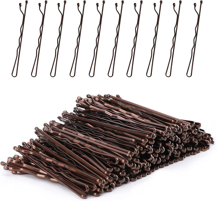 Bobby Pins, 200Count Brown Hair Pins Hair Grips with Box for Women Lady Girls Kids Kirby Grips Invisible Wave Hairgrip Barrette Hairclip Bulk Hair Accessories (Brown 5.2CM)