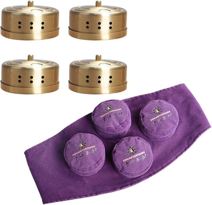 Smokeless Moxibustion Box Include 4 Boxes Portable Moxibustion Box Rotary Temperature Regulating Cover Smoke Proof and Scald Proof Where Is the Pain, Where Is the Moxibustion (3 Holes)