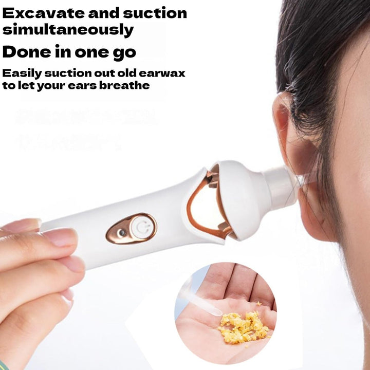 Vacuum Ear Wax Remover Suction, Ear Wax Cleaner, Electric Ear Suction Device with Led Light for Ear Wax Removal, Soft Prevent Ear-Pick Clean Tools Set (White)