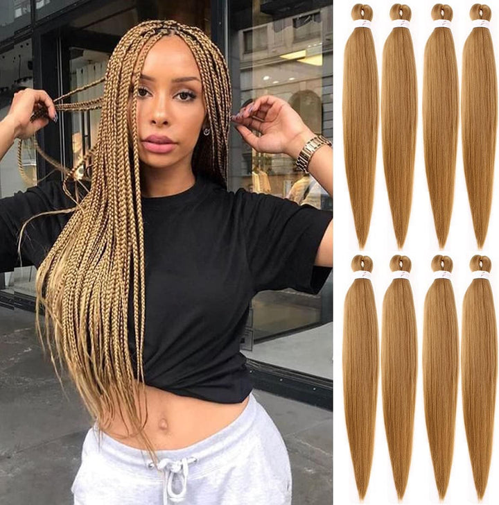 3 Packs Pre Stretched Braiding Hair Extension Yaki Texture EZ Braids Hair for Coi Leray Braids Black Braiding Crochet Hair Extensions /30 Inch 1B#