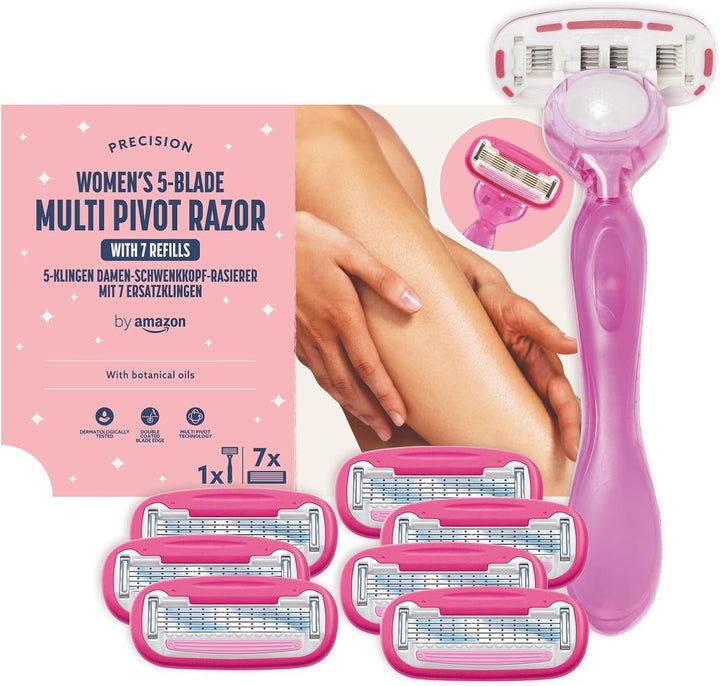 Women'S 5 Blade Razor with Multi Axis Pivot Handle + 3 Refills