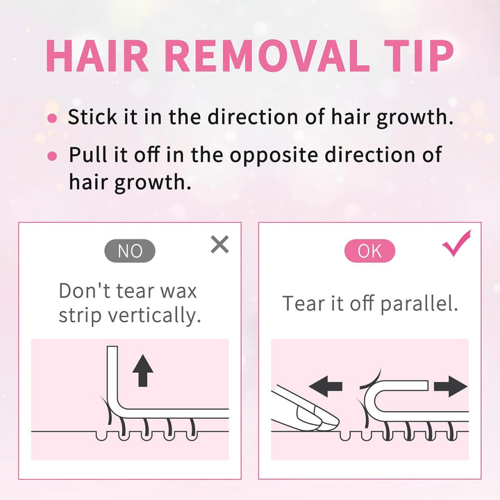 Wax Strips for Face, Eyebrow Shaper Pre-Cut, 24Pcs Waxing Strips with 4Pcs Cleaner Oil Wipes, Cold Wax Strips Facial Hair Removal