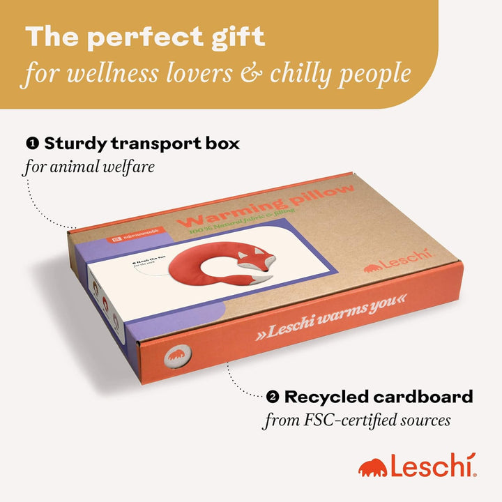 Wheat Bag Microwavable - 100% Organic Cotton and Organic Wheat - Fox Red - Microwave Pillow, Unscented - Snug Grain Pillow Ideal for Tension in Back, Neck and Shoulders