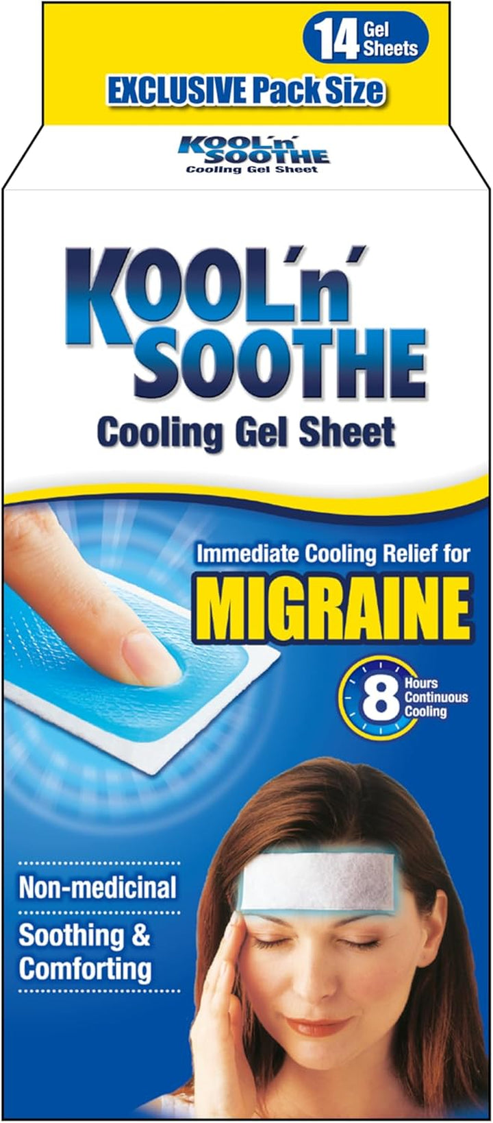 MIGRAINE Cooling Gel Sheets/Heavy User 14 Pack/Immediate Cooling Relief for Migraine & Severe Headache