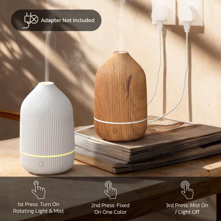Essential Oil Diffuser, 100Ml Ultrasonic Aroma Diffuser for Essential Oil with Auto Shut-Off, 7 Colour LED Lights, Cool Mist Humidifier for Home, Office, Bedroom, White