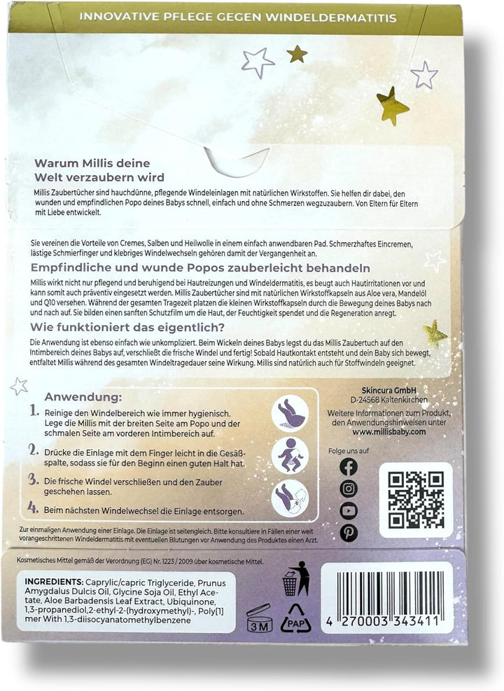 Magic Wipes for Nappy Dermatitis Baby, as Known from "The Lion'S Cave", 100 Wipes (4 X 25) with Aloe Vera, Almond Oil & Q10 - Nourishes, Protects & Serves as Wound Protection for Irritated Skin