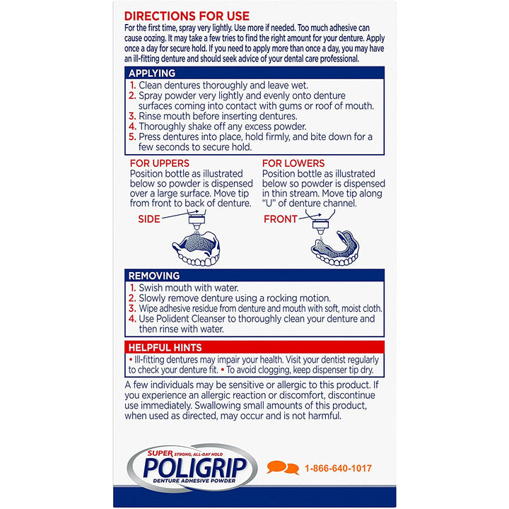 Super Denture Adhesive Powder, Extra Strength 1.6 Oz Container (Pack of 6) by Super Poli-Grip