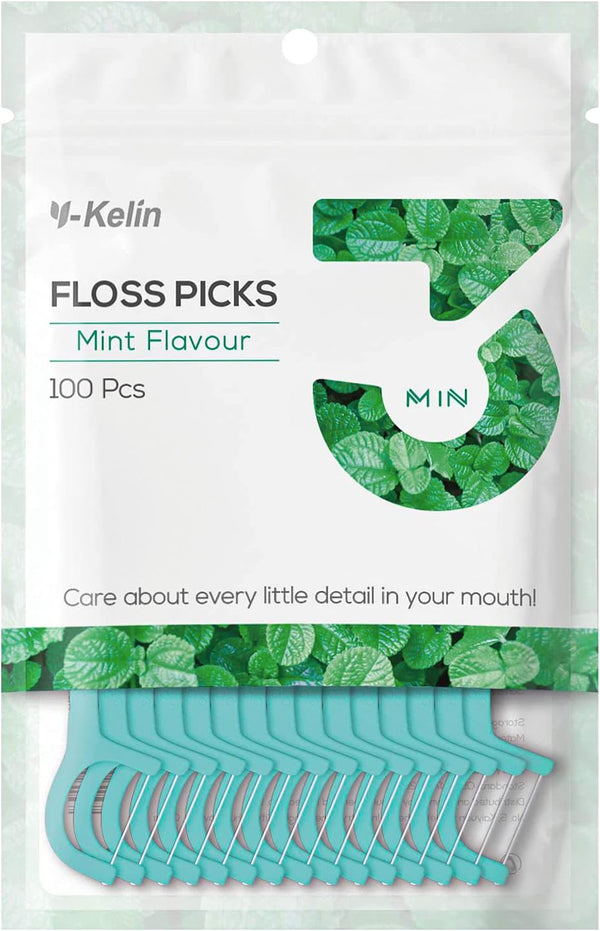 Dental Floss-100 Pcs Dental Floss Toothpick,Teeth Stick,Tooth Picks,Floss Picks,Teeth Cleaning (Mint, 100 Pcs) (100 Count (Pack of 1), Mint)