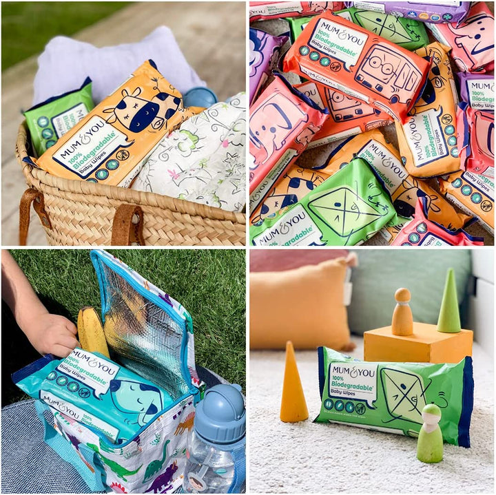 Mum & You Baby Wipes -56 Wipes Pack Biodegradable Wet Wipes | 99.4% Water | Ideal for Sensitive Newborn Skin and Eczema, Bum Wipes, Eco-Friendly Wet Baby Wipes (56 Count (Pack of 1))