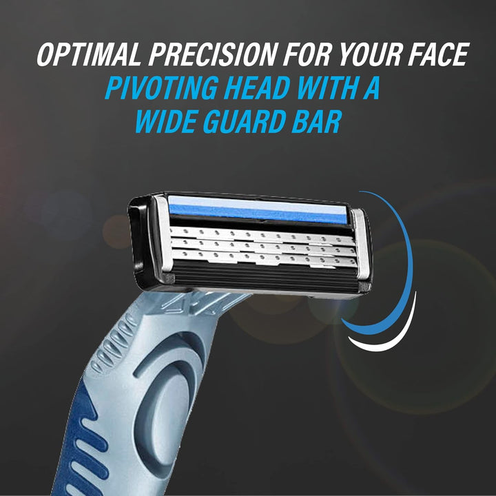 Flex 3, Triple Blade Razor Blades for Men, with Moving Blade Heads for a Close and Soft Shave, Pack of 4