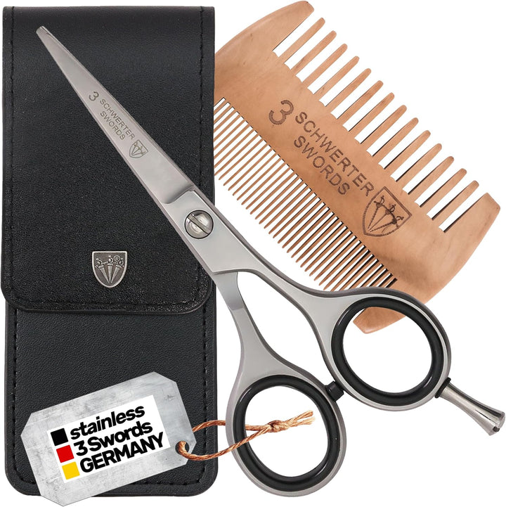 – Professional Nostril Nose and Ear Hair Scissors, Stainless Steel, Straight Rounded Blade with Black Case