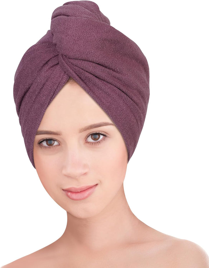 Microfibre Hair Towel Wrap: 2Pack Hair Turban Super Absorbent Rapid Drying Microfiber Towel for Women Curly Long Wet Plopping Hair Girls Head Towelling Large Anti-Frizz (Haze Blue)