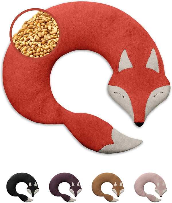 Wheat Bag Microwavable - 100% Organic Cotton and Organic Wheat - Fox Red - Microwave Pillow, Unscented - Snug Grain Pillow Ideal for Tension in Back, Neck and Shoulders