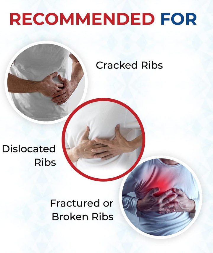 Breathable Elastic Rib Brace for Men, Ideal Compression Support Wrap/Belt for Broken, Cracked, Dislocated & Fractured Ribs, Made in USA (White, Medium)