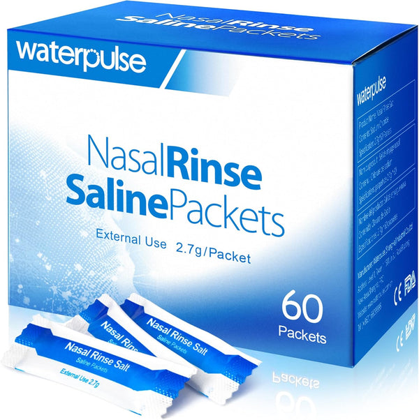 Nasal Rinse Salt Packets for Sinusitis, Allergies and Cold Relief - 60 Individually Wrapped Packets