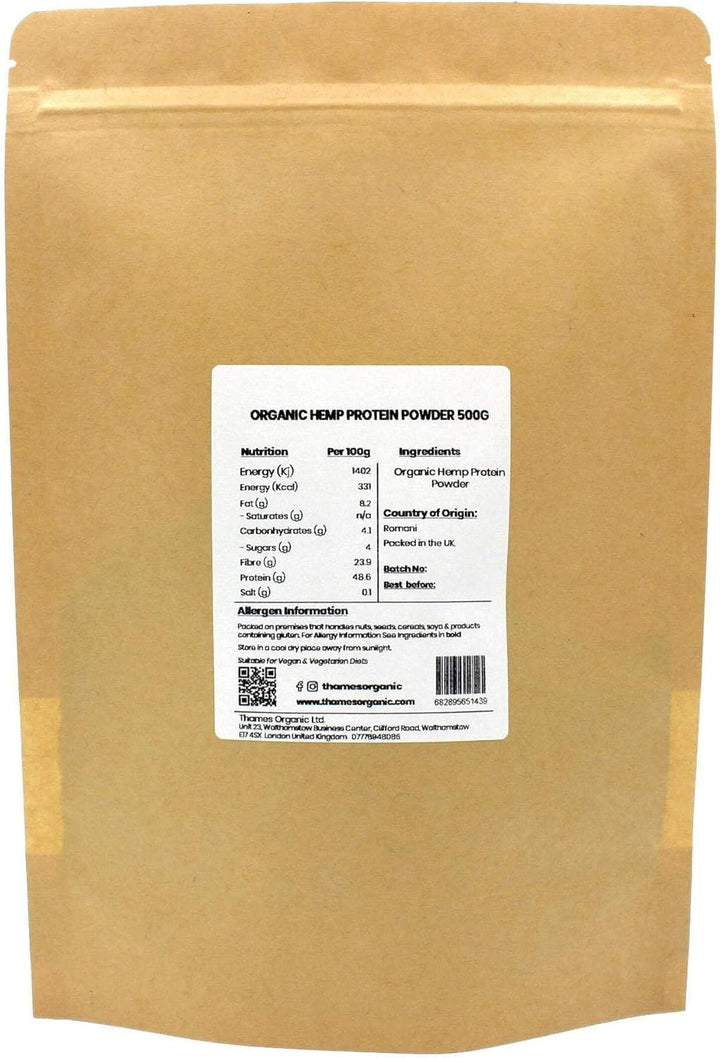 Organic Hemp Protein Powder 500G, Certified Organic, Non-Gmo, Vegan, No Additives, No Preservatives, Resealable Bag by  500G