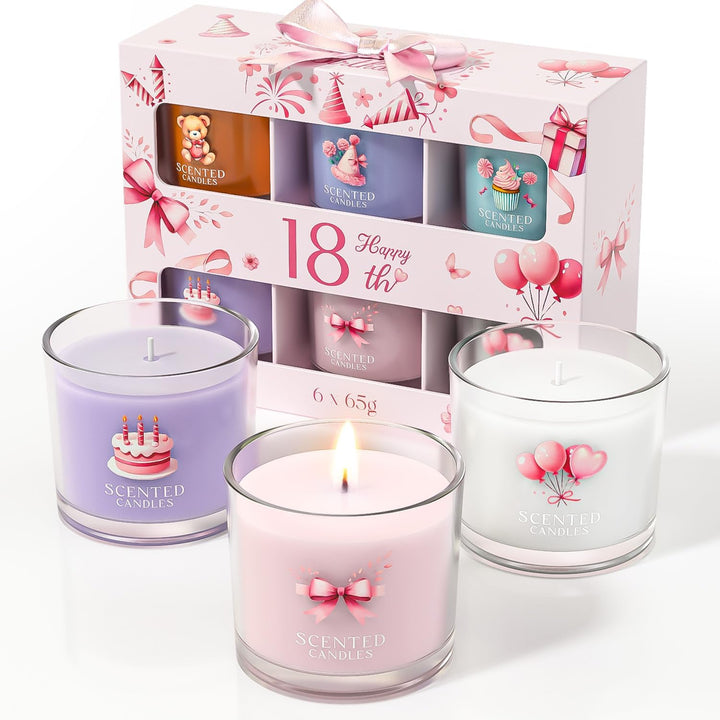 Candle Set, Scented Candle Gift Set for Her, 3 Scented Votive Candles, Birthday Gifts for Women/Men (Pink+Purple+White, 200G)